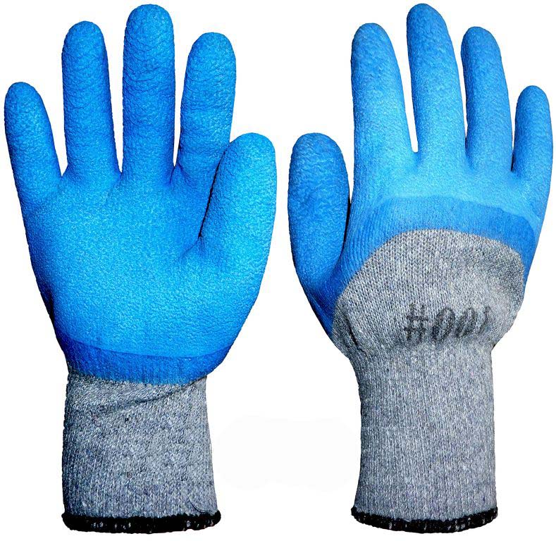 Перчатки ХБ СЕРЫЕ + полный залив синий #300 (10/480пар)